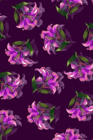 黑底花卉印花华亿平台图片