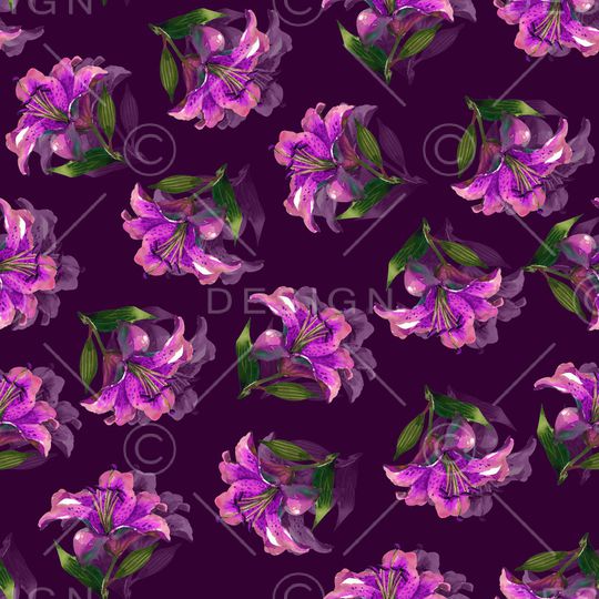 黑底花卉印花华亿平台图片