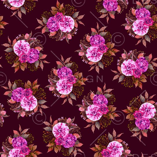 黑底花卉印花华亿平台图片