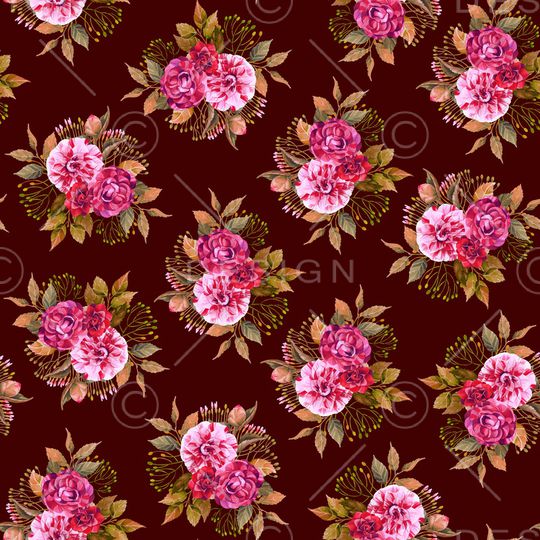 黑底花卉印花华亿平台图片