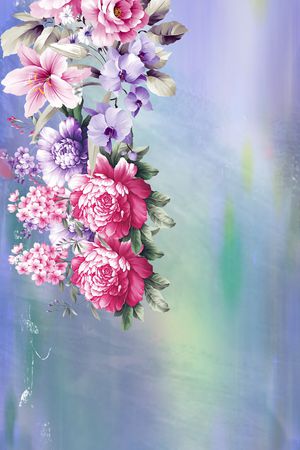 彩底花卉印花华亿平台图片