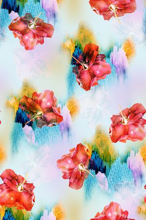 水彩花卉印花华亿平台图片