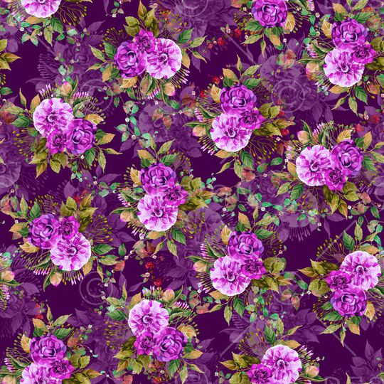 黑底花卉印花华亿平台图片