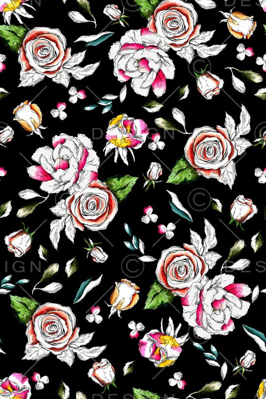 线条花卉印花华亿平台图片