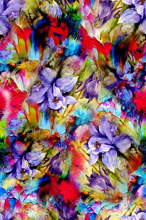 水彩花卉印花华亿平台图片