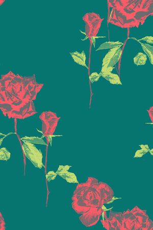 手绘玫瑰印花华亿平台图片