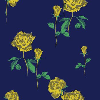 手绘玫瑰印花华亿平台图片