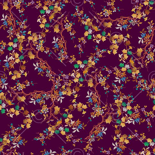 黑底花卉印花华亿平台图片