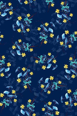 黑底花卉印花华亿平台图片