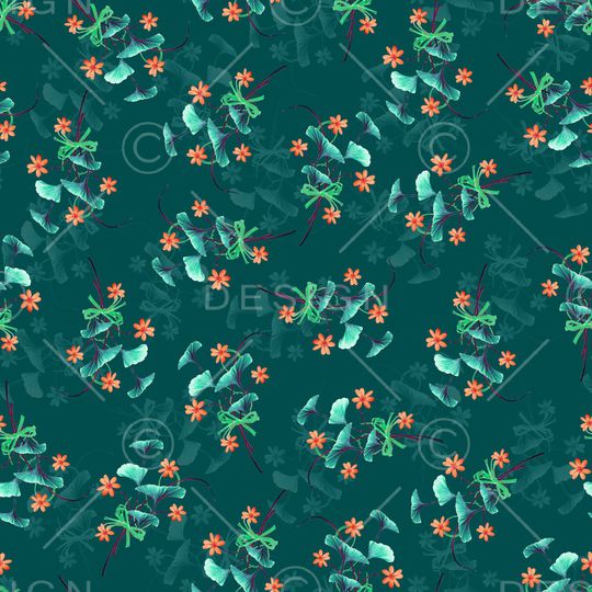 黑底花卉印花华亿平台图片