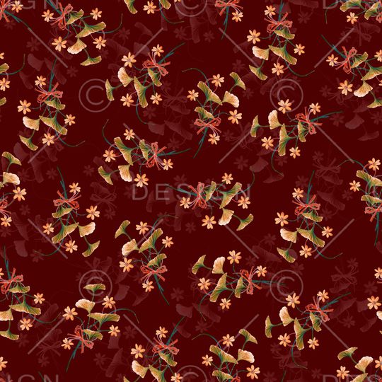 黑底花卉印花华亿平台图片