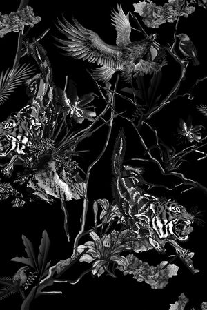 黑白华亿平台印花华亿平台图片