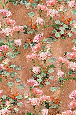 手绘玫瑰印花华亿平台图片