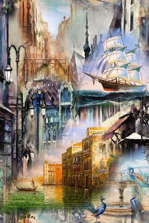 风景景观印花华亿平台图片