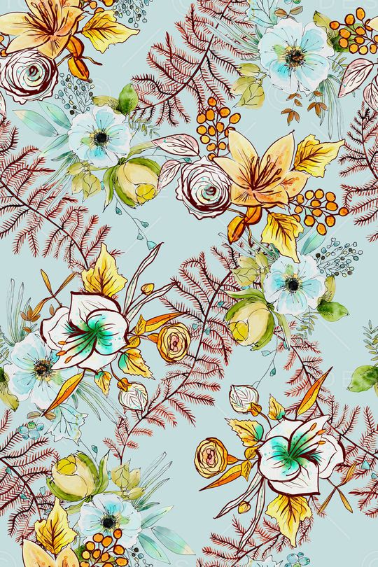 水彩花卉印花华亿平台图片