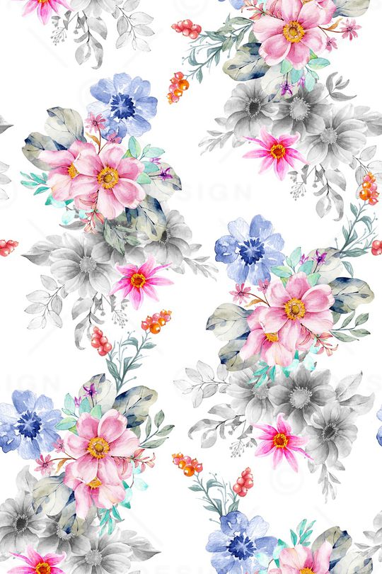 水彩花卉印花华亿平台图片