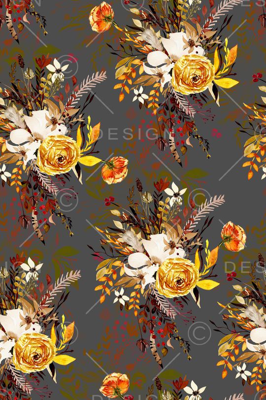 水彩花卉印花华亿平台图片