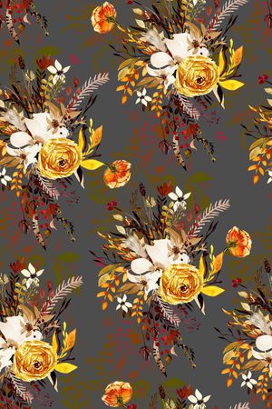 水彩花卉印花华亿平台图片