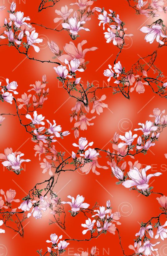 玉兰花印花华亿平台图片