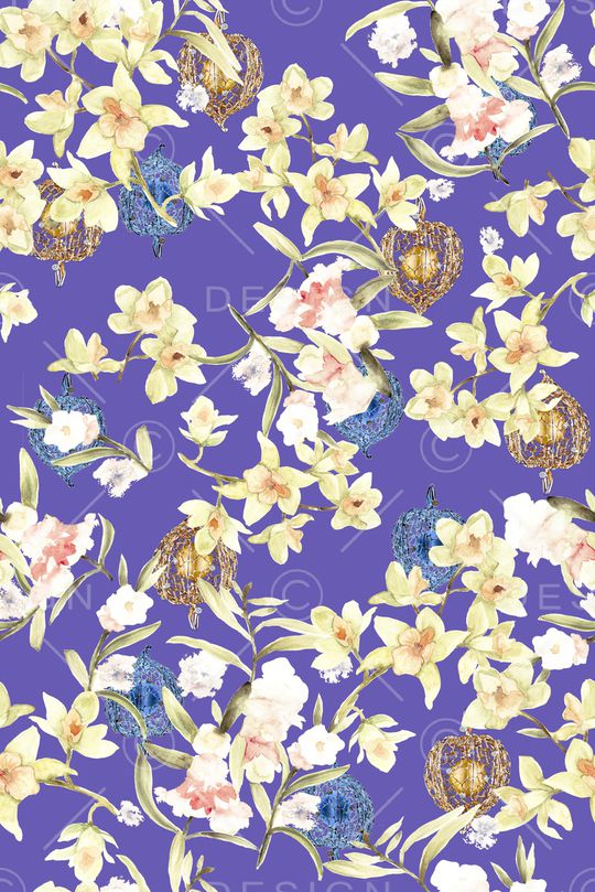 水彩花卉印花华亿平台图片