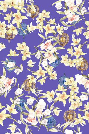 水彩花卉印花华亿平台图片