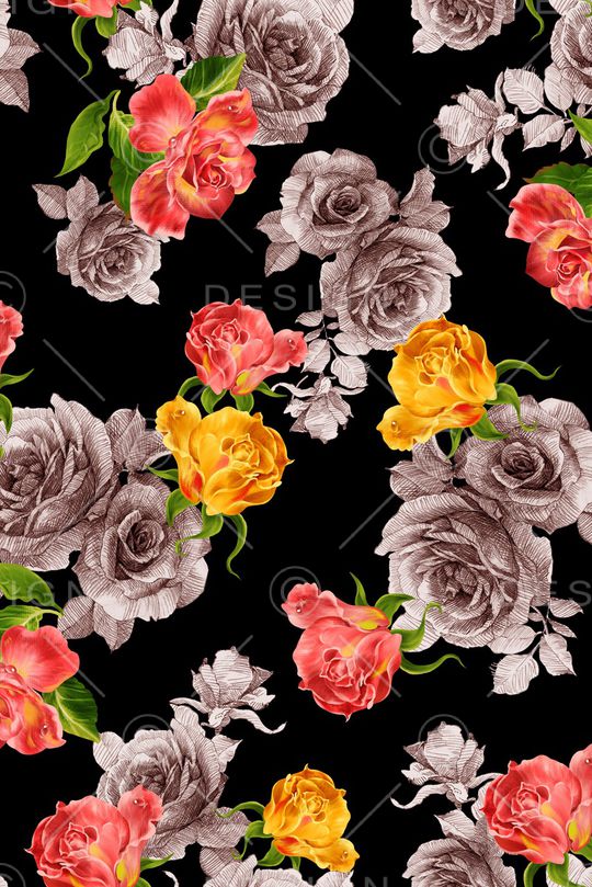 月季花印花华亿平台图片