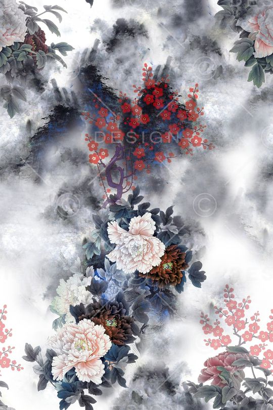 牡丹印花华亿平台图片