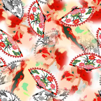 扇子印花华亿平台图片