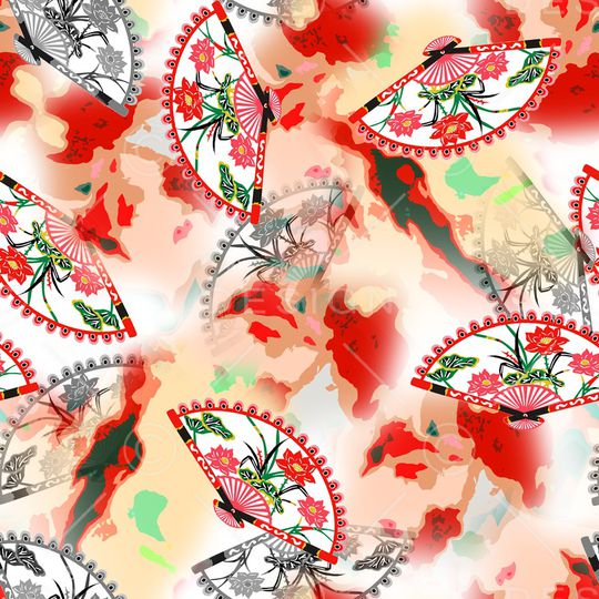 扇子印花华亿平台图片