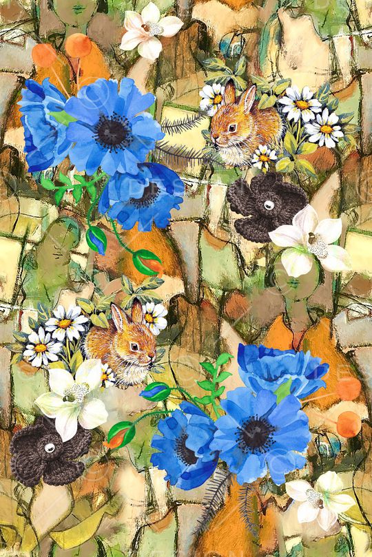 水彩花卉印花华亿平台图片