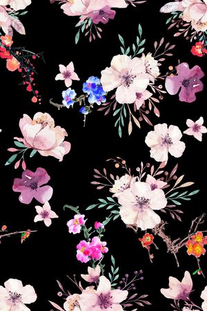 水彩花卉印花华亿平台图片