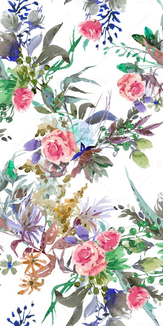 手绘花卉印花华亿平台图片