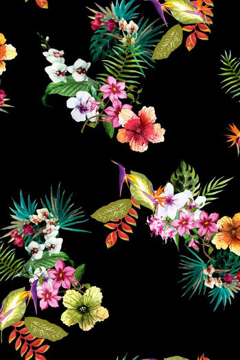 水彩花卉印花华亿平台图片