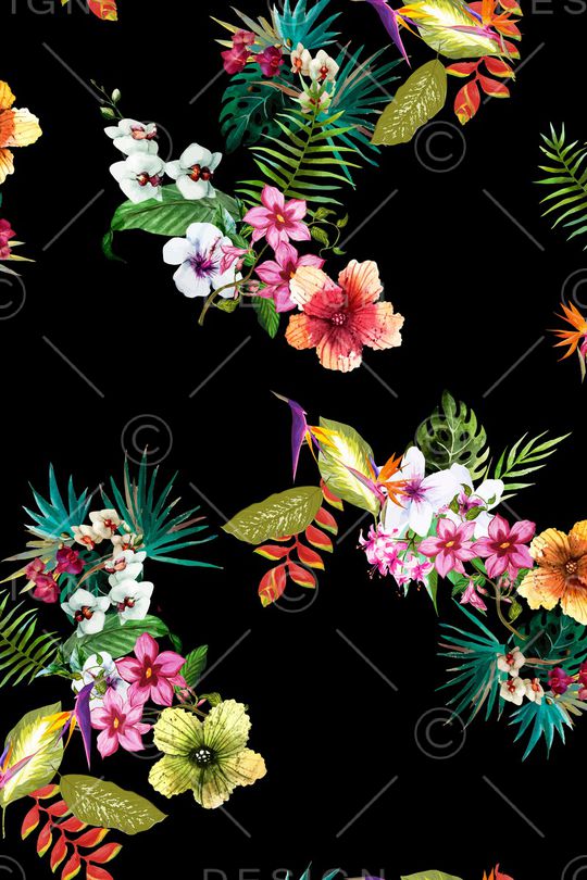 水彩花卉印花华亿平台图片