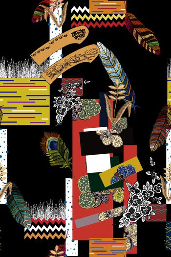 羽毛印花华亿平台图片