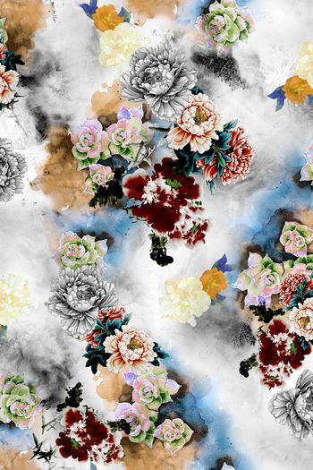 朦胧花卉印花华亿平台图片