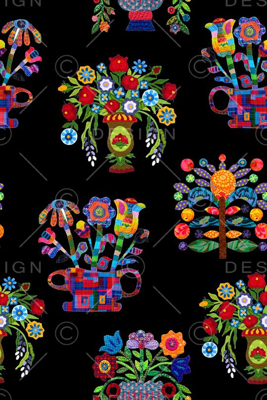 手绘花卉印花华亿平台图片