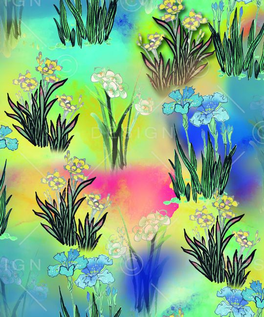 水彩花卉印花华亿平台图片