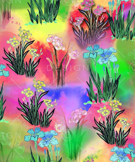 水彩花卉印花华亿平台图片