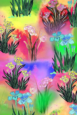 水彩花卉印花华亿平台图片