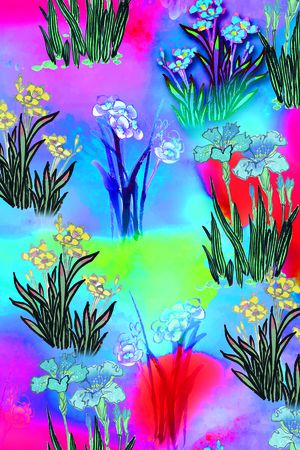 水彩花卉印花华亿平台图片