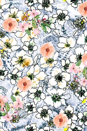 朦胧花卉印花华亿平台图片