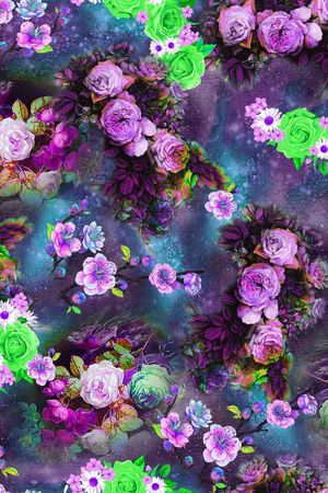 手绘玫瑰印花华亿平台图片