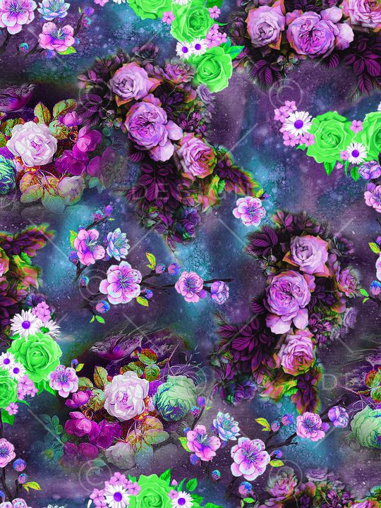 手绘玫瑰印花华亿平台图片