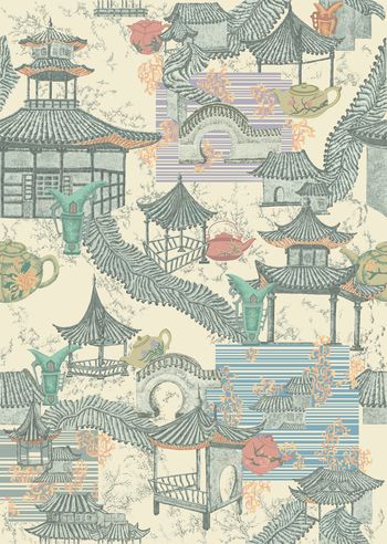 中国园林图案印花华亿平台图片