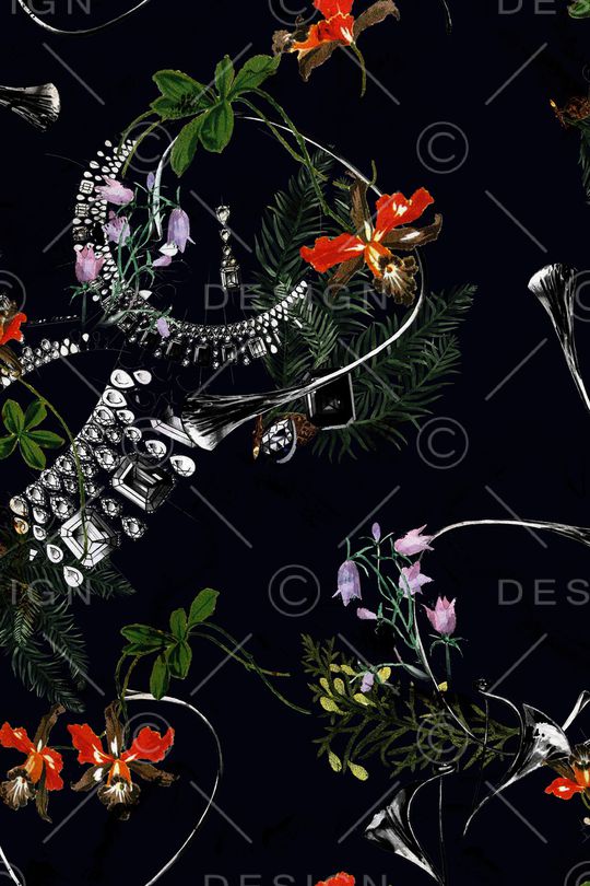 水彩花卉印花华亿平台图片