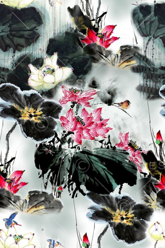 荷花印花华亿平台图片