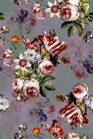 手绘花卉印花华亿平台图片