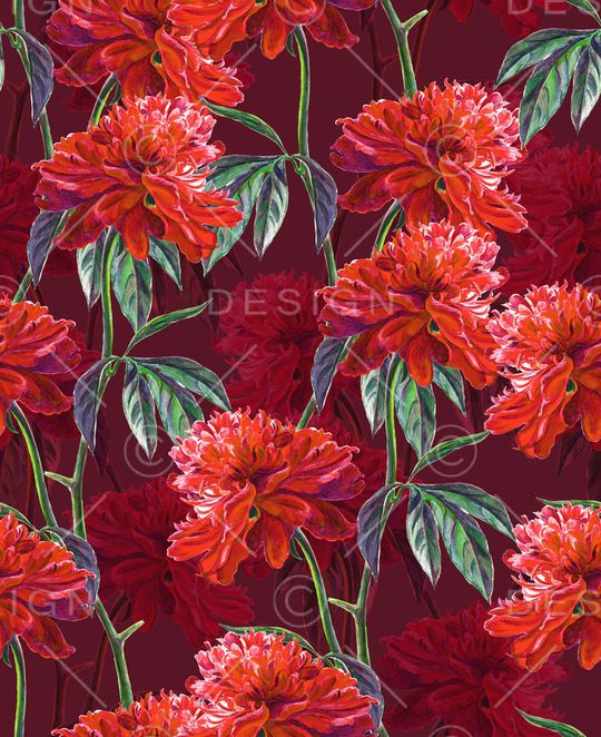 手绘花卉印花华亿平台图片