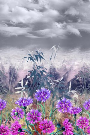 风景景观印花华亿平台图片